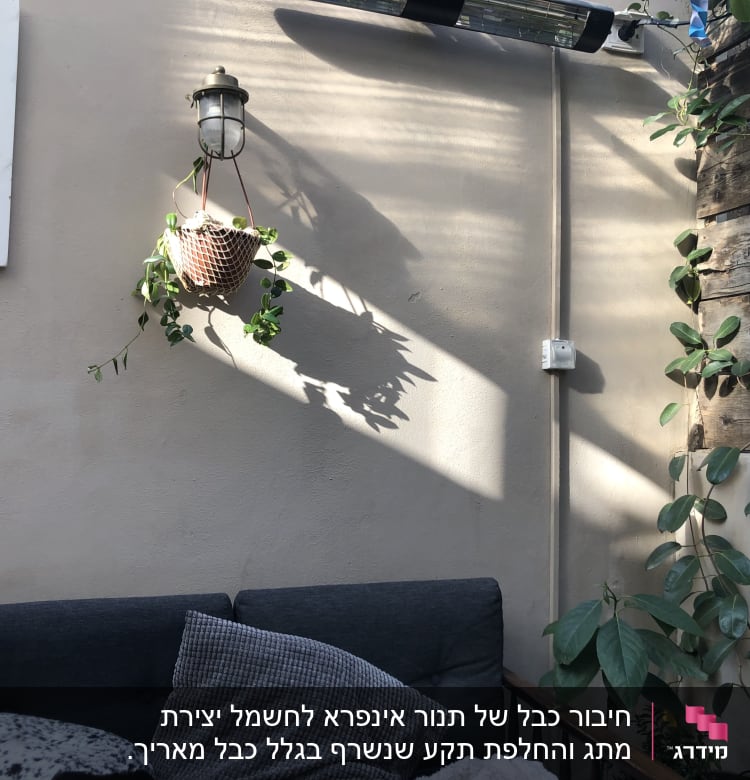 שקע חשמל מותקן על קיר חיצוני